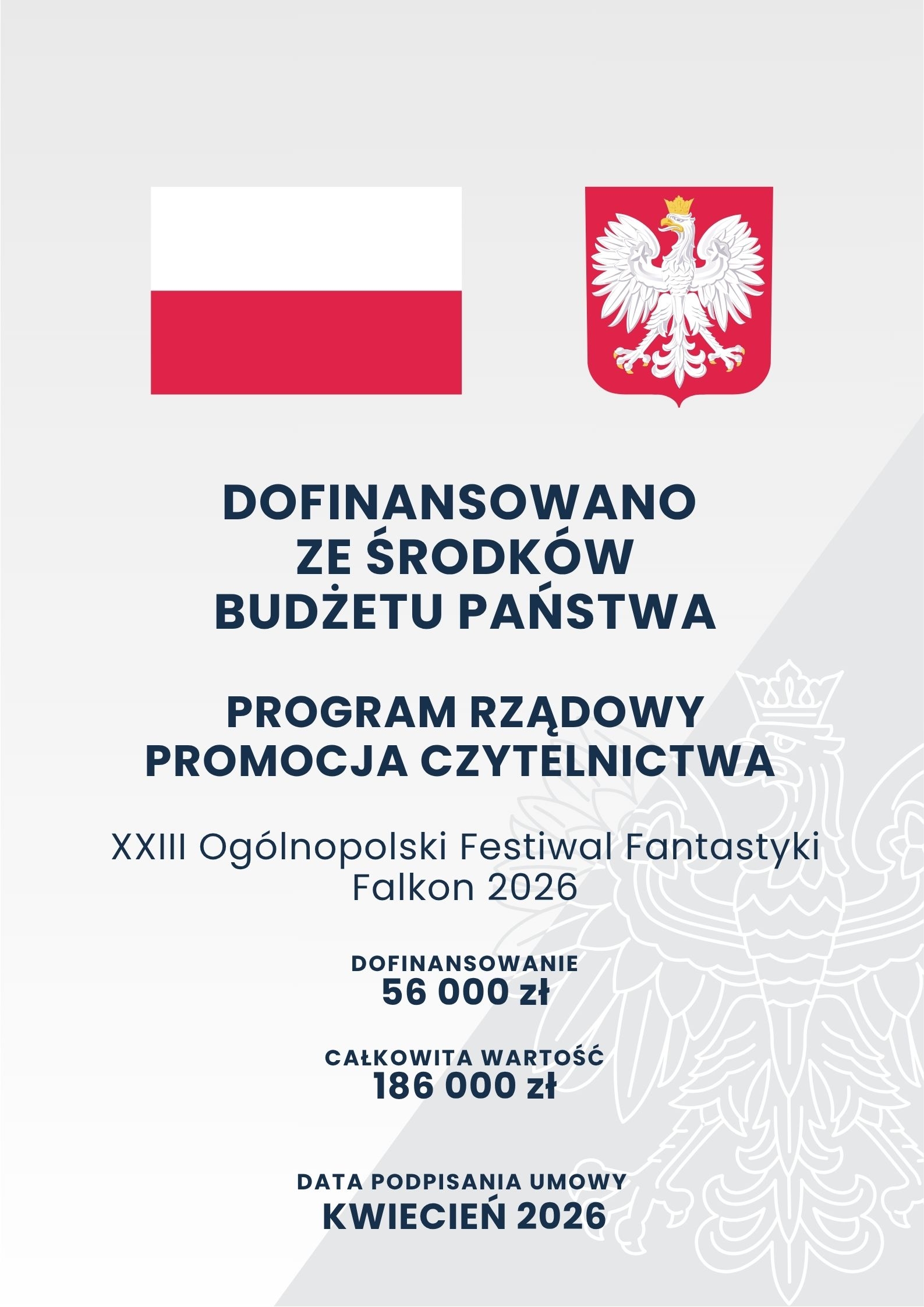 Plakat informacyjny dotyczący dofinansowania ze środków Ministra Kultury i Dziedzictwa Narodowego